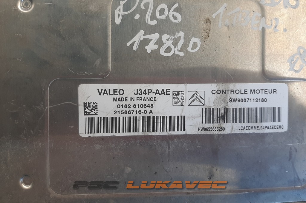 PEUGEOT 206+ 1.1 SW9667112180 VALEO J34P AAE