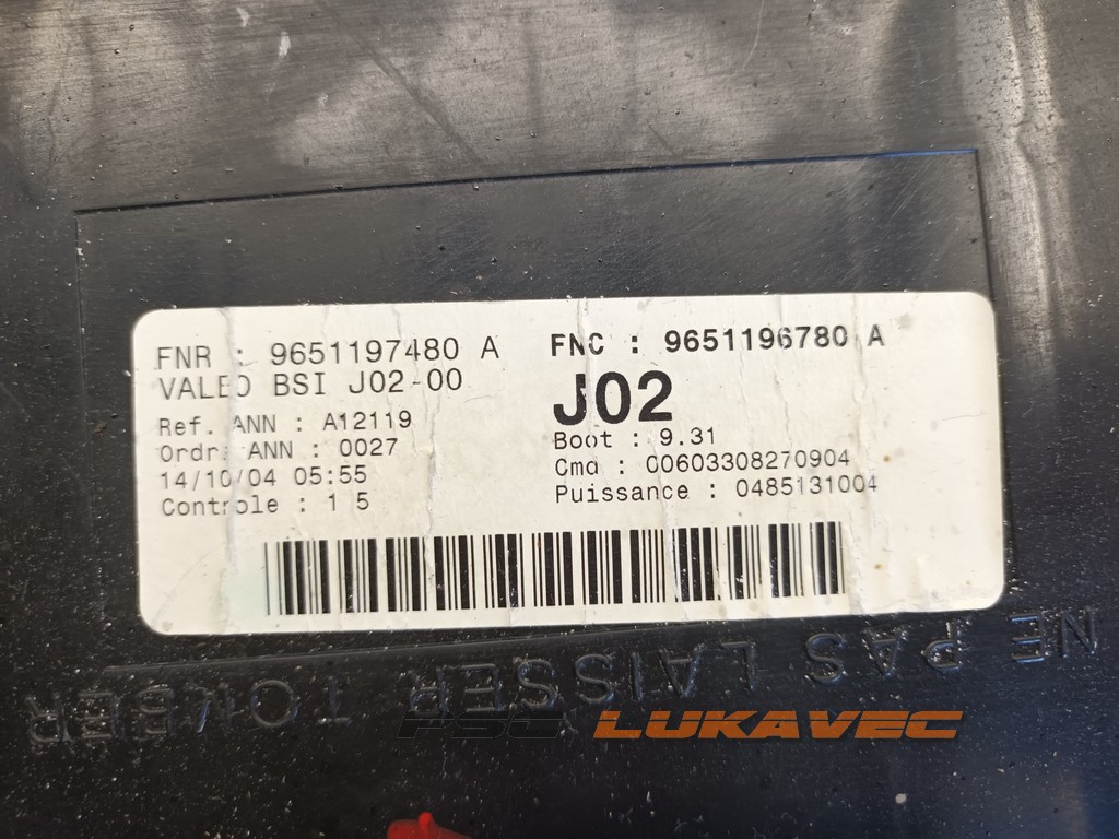 PEUGEOT 307 KUTIJA OSIGURAČA J02-00 9651197480