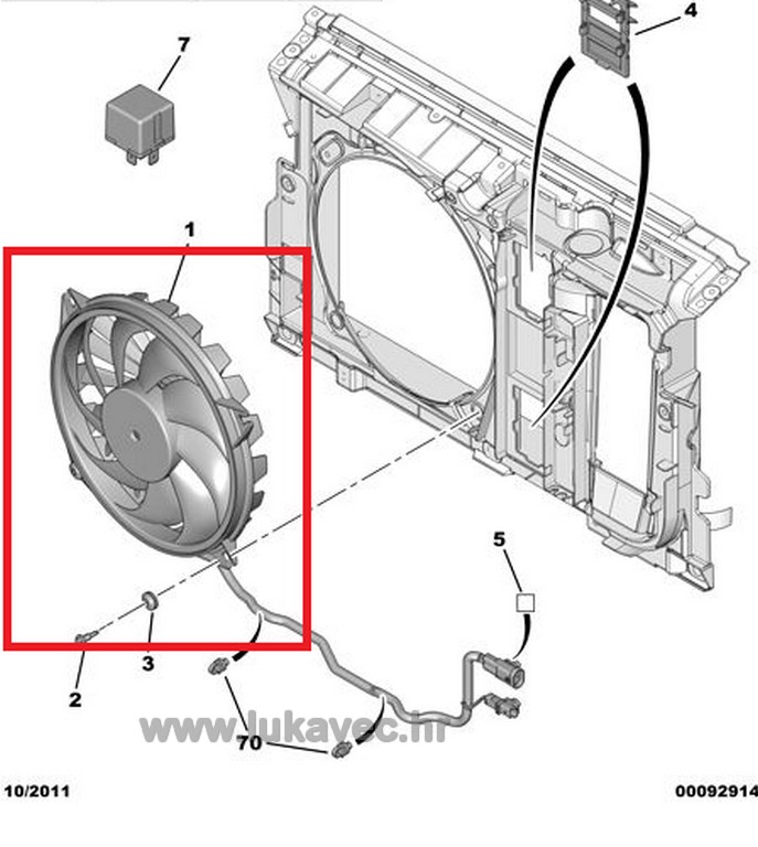 PEUGEOT 607 VENTILATOR HLADNJAKA 2.2 HDI 1253F7 2008.