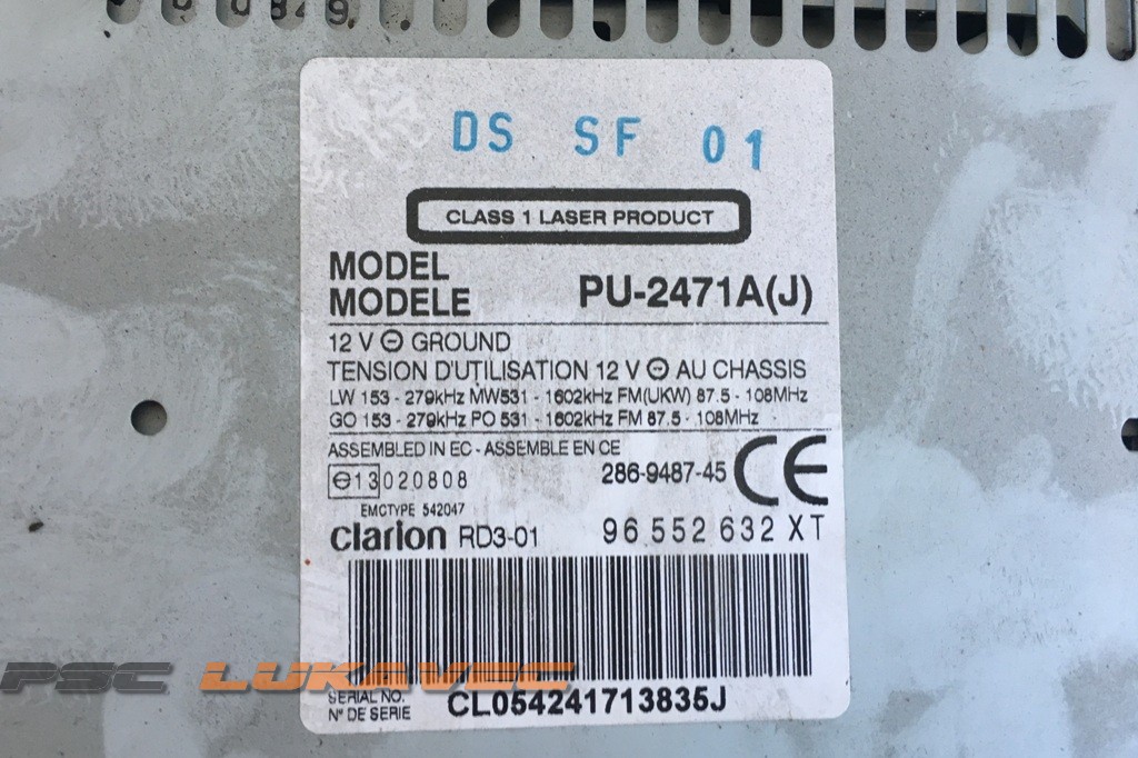 PEUGEOT 307 CD RADIO 96552632XT