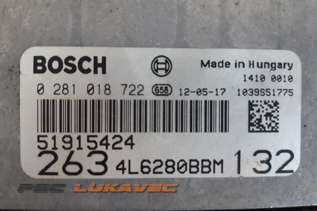 FIAT DOBLO KOMPJUTER MOTORA 2.0 MULTIJET 0281018722