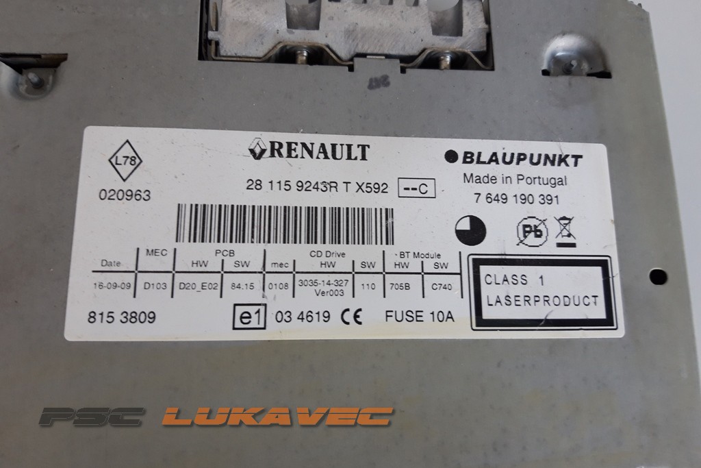 RENAULT MEGANE 3 CD RADIO 281159243R