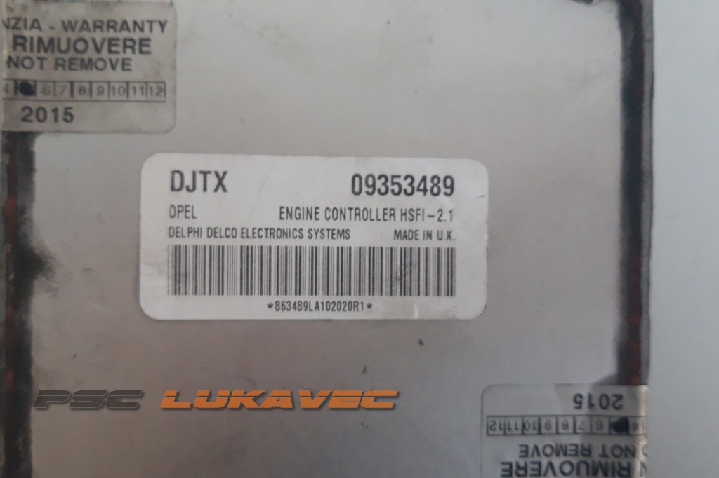 OPEL MERIVA KOMPJUTER MOTORA 1.6 16v 09353489 OPEL ECU Z16XE