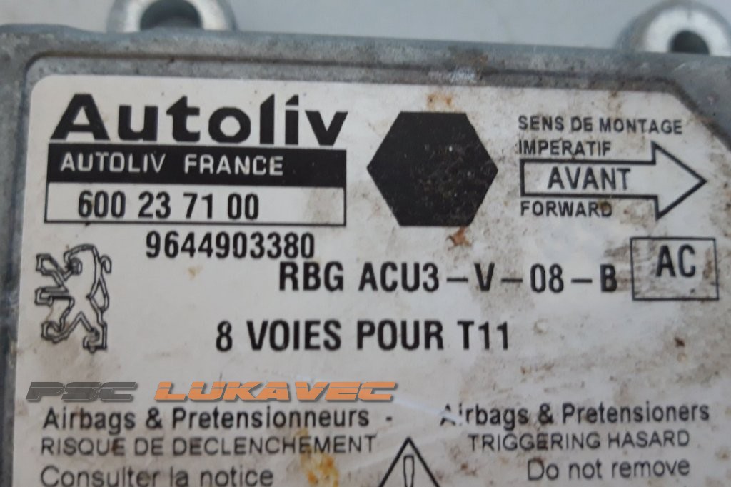 PEUGEOT 206 CENTRALA ZRAČNIH JASTUKA 9644903380