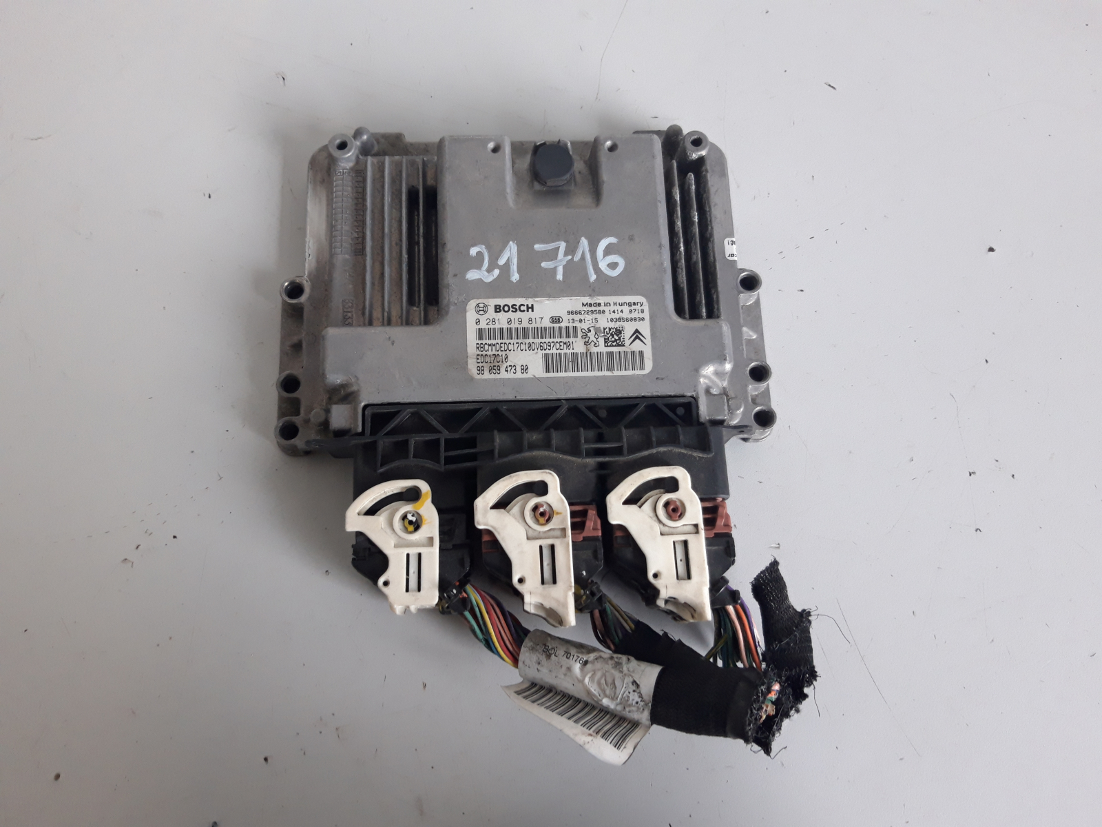 CITROEN BERLINGO KOMPJUTER MOTORA 1.6 HDi  9805947380 0281019817