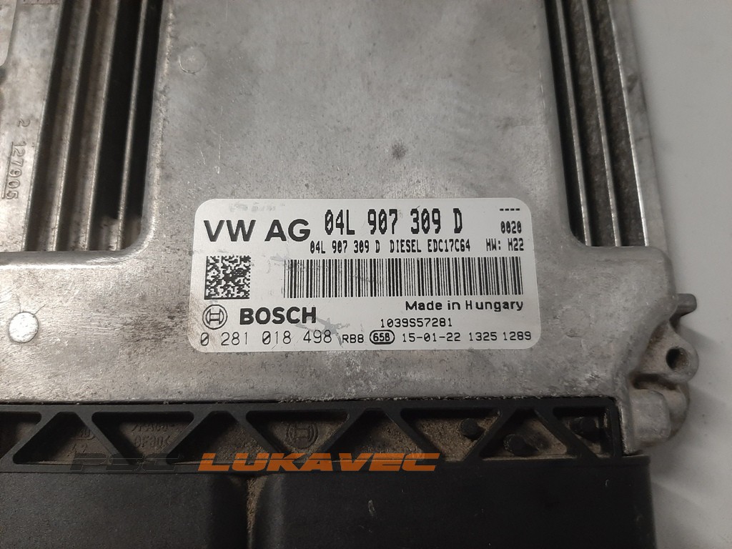 VW GOLF 7 KOMPJUTER MOTORA 2.0 TDI 04L907309D 0281018498