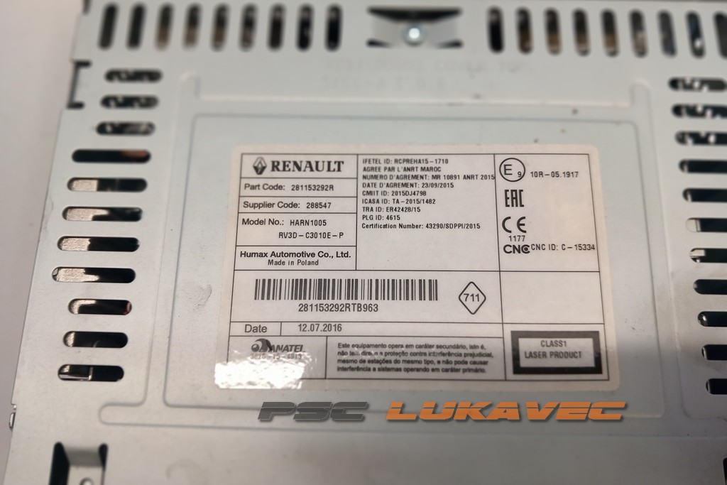 RENAULT CAPTUR CD RADIO 281153292R