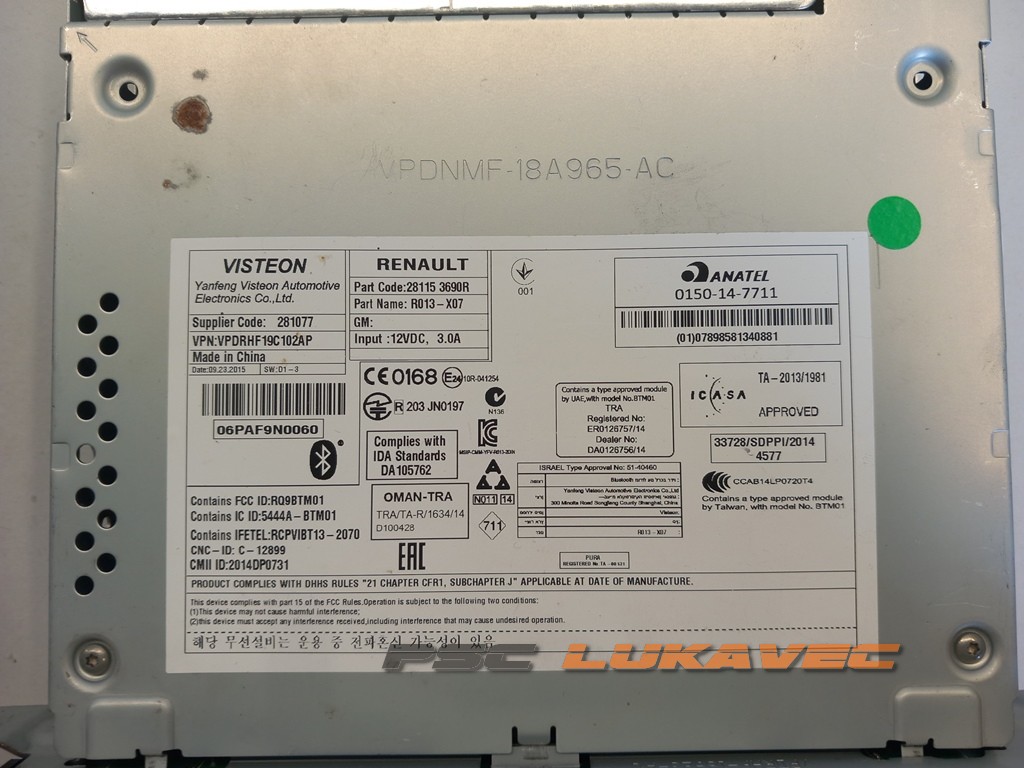 RENAULT TWINGO 3 RADIO 281153690R 2014.